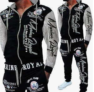 OEM Men's Winter Sports Tracksuit Custom Logo Printed Jacket and Pants Set 100% Cotton High Quality Bulk Wholesale - Product Image 1
