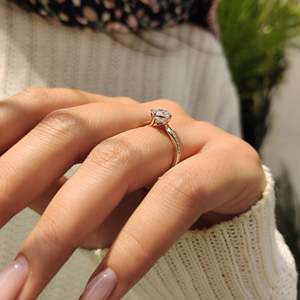 Round Brilliant Cut Lab Grown Diamond Bypass <b>Ring</b> in Pave Setting Women's Engagement <b>Ring</b> with VS Clarity - Product Image 3