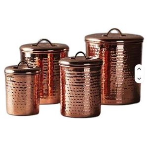 Pot en cuivre pur avec couvercle de qualité accrocheur au design martelé pour le sucre et le thé - Product Image 2
