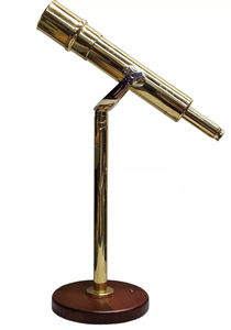 Télescope en laiton massif de style viking avec base en bois, article cadeau - Product Image 6