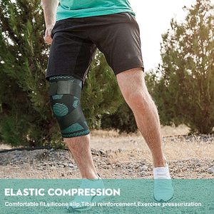 Rodillera personalizada antideslizante deporte protector de nailon de punto rodillera ajustable para el dolor con correa - Product Image 5