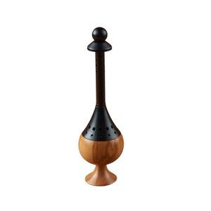 Brûleur d'encens en métal arabe du Moyen-Orient avec base en bois Brûleur d'aromathérapie Bakhoor pour le printemps/été - Product Image 1