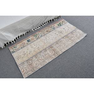 Alfombra de lana turca Vintage de 2x4,5 pies, diseño de retazos beige y marrón, técnica de tejido plano para decoraciones de sala de estar, 4m de ancho - Product Image 2
