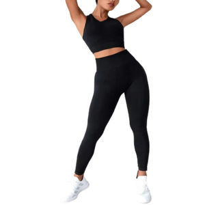 Conjunto de Yoga para Mujer, Top Deportivo Halter, Leggings Sin Costuras Suaves, 2 Piezas, para Entrenamiento, Gimnasio, Fitness, Alta Calidad, Ligero, Personalizado - Product Image 6