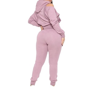 Streetwear design personnalisé pour femmes automne hiver pantalon de survêtement manches longues en polaire épaisse et survêtement à capuche - Product Image 6