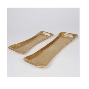 Bandeja de servicio de color dorado de aluminio de último diseño con bandeja de comida de tamaño y forma personalizada de primera calidad - Product Image 3