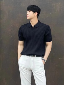 Camiseta de Hombre Lisa, Moderna, Casual, de Manga Corta, Transpirable, de Punto, Ajustada, Cómoda y Elegante para el Verano y el Uso Diario - Product Image 6