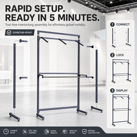 Présentoir modulaire mural à 3 niveaux pour vêtements, avec tringle à vêtements à fentes, idéal pour les magasins de détail et les expositions