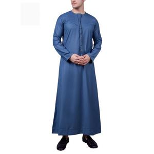 Accesorios de ropa musulmana tradicional con estilo para hombres Thobes de seda de moda con Vestido largo de tela de patrón sólido transpirable - Product Image 1
