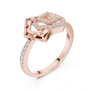 Anillo de Oro Rosa de 14K con Diamante Redondo Cultivado en Laboratorio para Mujer |   Anillo de Oficina |   Diamante Cultivado Nuevo - Product Image 4