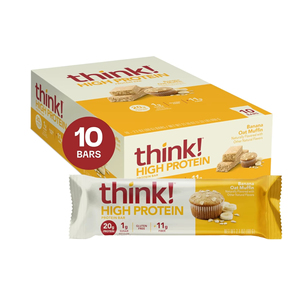 <b>think</b>! Protein Bars, High Protein Snacks, Gluten Free, High Fiber, Banana Oat Muffin, 10 Count - Product Image 1