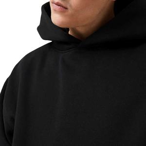 Sudadera Negra con Dobladillo y Puños Acordonados, Cuello Cruzado, Estilo Pullover, Bordado de Tela, 80% Algodón, 20% Poliéster, Talla Grande - Product Image 2