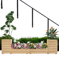 Lit de jardin surélevé en bois en forme de L pour légumes d'extérieur, herbes et fleurs-Pots de fleurs et jardinières