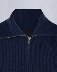 Customise OEM ODM Men's Navy Blue <b>Zip</b>-<b>Up</b> Knitted Wool Jacket Stand Collar Regular Fit Casual Winter Wear Manufacturer USA Sizes - Product Image 6