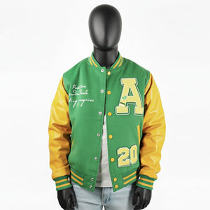 Fabricant de vestes de baseball pour hommes Nouvelle veste d'hiver à la mode Serviette de cuir brodée Veste universitaire Letterman noire décontractée personnalisée - Product Image 6