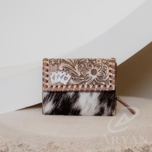 กระเป๋าสตางค์หนังวัวแท้แบบพับ3ทบสำหรับผู้หญิงกระเป๋าสตางค์หนังวัวแท้ - Product Image 2