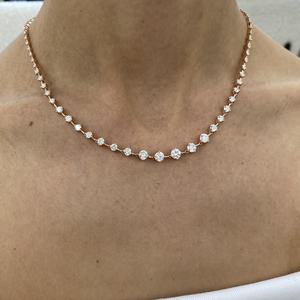 Ensemble de lunette ronde coupe Moissanite diamant collier de Tennis en argent 925 avec plaqué or pour fiançailles cadeau de fête de mariage pour partenaire - Product Image 2