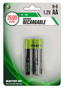 2 batterie ricaricabili HR06-AA da 2600 mAh (Electro DH 50.036/2600/AA) (Confezione blister) - Product Image 1