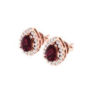 Boucles d'oreilles fines en argent sterling plaqué or blanc/jaune/or rose, pierre de grenat taille poire 8x11mm - Product Image 2