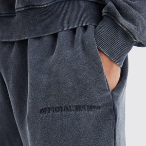 Ropa de calle personalizada, pantalones lavados con ácido y estampado Vintage para hombre, pantalones de gimnasio de alta calidad con lavado ácido de 100% algodón para hombre - Product Image 3