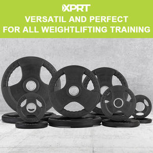 Pelat angkat berat latihan lapisan karet tri-grip 2 inci hitam - Product Image 3