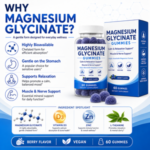 Gomitas Veganas de Magnesio 200mg Glicinato de Magnesio, 50mg L-Teanina, 5mg Zinc, 10mcg D3, Sin GMO, Sin <span class=keywords><strong>Gelatina</strong></span>, Sabor Bayas, 60 Unidades - Product Image 5