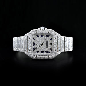 Reloj de Cuarzo con Diamantes Cultivados en Laboratorio de la Mejor Calidad al por Mayor, Claridad VVS, Diamantes Moissanite Incrustados, Acero Inoxidable, Cuadrado, Automático - Product Image 1