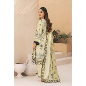 Conjunto de Traje de 3 Piezas para Mujer BRANDSINN Bic-0127, Camisa Bordada con Estampado Karandi, Pantalones con Estampado Karandi, Chal con Estampado Karandi - Product Image 3
