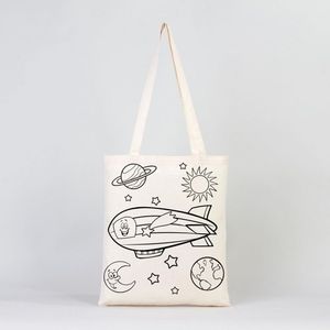 Sac fourre-tout Zeplin & Astronaut teintable 14 L x 16 H (35 cm x 40 cm) avec stylo feutre - Sac de rangement fonctionnel - Product Image 3