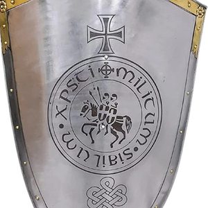 Bouclier de croisé artisanal en acier poli avec motif gravé Calvin pour la décoration intérieure, Pâques et fêtes d'anniversaire - Product Image 5