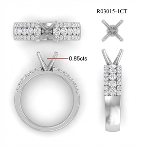Bague de fiançailles et de mariage semi-montée classique en or blanc massif 18 carats avec diamant véritable taille brillant 1 carat pour femme, idéale pour les fêtes - Collection Hong Kong Jewellery - Product Image 4