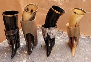 Corne à boire viking de qualité supérieure, authentique, sans fuites, corne à bière nordique, fête de Noël, couleurs personnalisables, logo, écologique - Product Image 3