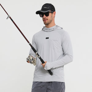 Cistom Anti UV 100% algodón lona sublimación manga larga ventilada Sudadera con capucha para hombres y mujeres patrón sólido elementos esenciales de invierno - Product Image 5