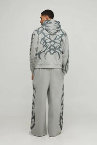 Survêtements pour hommes 100% coton, légers, décontractés, coupe ample, imprimés sur toute la surface, jambes larges, à capuche, respirants, extensibles dans les quatre sens, séchage rapide - Product Image 2