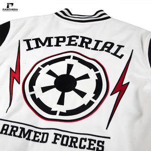 Veste universitaire en laine noire et blanche de haute qualité, col montant, unisexe, nouveau style, tissu brodé, fabricant direct - Product Image 3