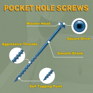 Tornillos Autorroscantes JSCREW para <span class=keywords><strong>Madera</strong></span>, Cabeza Cuadrada con Arandela, Recubrimiento Azul, Acero al Carbono, <span class=keywords><strong>Rosca</strong></span> Gruesa - Product Image 4