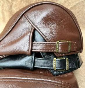 Gorras de boina para hombre de alta calidad Cuero de vaca genuino Marrón Otoño Invierno Ajustable Impresión digital de calidad premium - Product Image 4