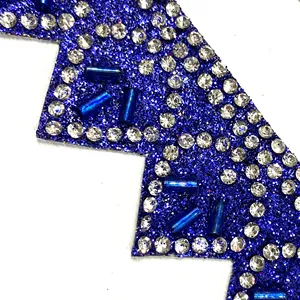 African Hot Fix Beads Mirror Embroidery Golden Lace Trim For Garments Deals In Wholesale