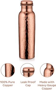 ทำด้วยมือ100% ขวดน้ำทองแดงบริสุทธิ์ภาชนะบรรจุน้ำขนาด30ออนซ์ชุดของขวัญกันรั่วกล่องอายุรเวทประโยชน์ต่อสุขภาพ - Product Image 3