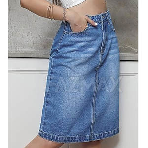 Fabricante profesional Mujer Jeans Falda 100% Algodón Cintura alta Mujer Jeans Falda para la venta - Product Image 3