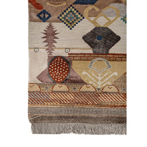 Manchaha Ivory Hand Knotted Wool & Bamboo Silk Rug Modern Floral Geometric Design <b>Washable</b> Carpet for Home Use-Les-2931 - Product Image 4