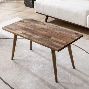 Table basse en noyer Style moderne du milieu du siècle Table basse rectangulaire en bois de noyer massif Meubles de salon Look classique - Product Image 1