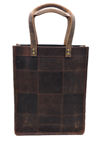 Bolso de mano hecho a mano de cuero genuino personalizado y bolsa de compras de viaje con dos asas parche especial trabajo elegante - Product Image 2