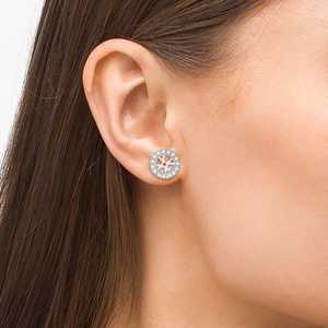 Boucles d'oreilles vintage en or blanc 14 carats avec diamants ronds de 0,34 carat, élégantes boucles d'oreilles vintage en diamants - Product Image 4