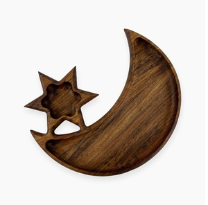 Plateau en bois avec motif de lune et d'étoiles, nouveau design, pour la fête musulmane de l'Aïd Moubarak, plateau à nourriture et à desserts, décorations de table, décorations pour la maison - Product Image 5