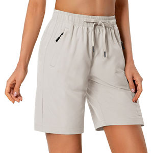 Workout Casual Women's Shorts Pour Femmes Stretchy Nylon Fabric Running Joggers Loose Fit Shorts For Women With Zipper Pockets - Product Image 2