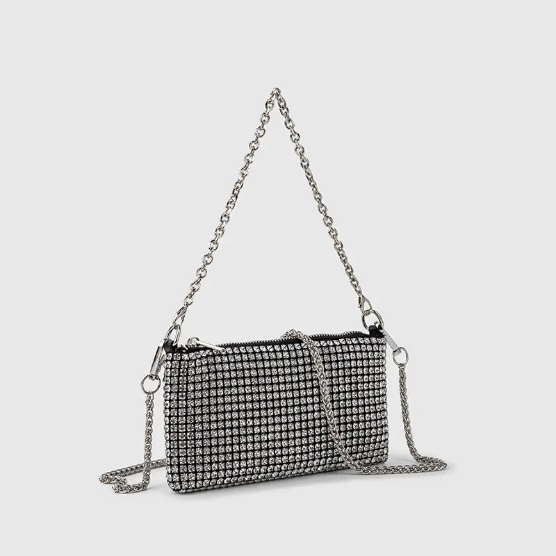Alta calidad último diseño otoño moda brillante Rhinestone cartera mujer 2023 bolsos señoras embrague bolso de noche