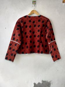 Veste en coton matelassé de style bohème fait à la main pour femmes tissé Bagru imprimé vêtements d'extérieur décontractés avec bouton se ferme cadeaux de vacances d'hiver - Product Image 5