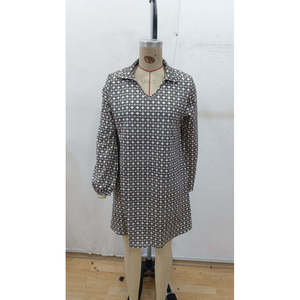 Vestido Mini Modal Estampado con Cuello y Manga Larga para Mujer de Jane's, Estilo Casual Elegante para Uso Diario y Nocturno - Product Image 4