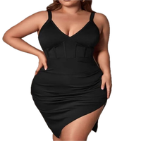 Robe Bodysuit Gainante en Coton à Haute Compression pour Femme, Taille Ajustée, Effet Ventre Plat, Grande Taille, Unie, Anti-Plis, Personnalisable